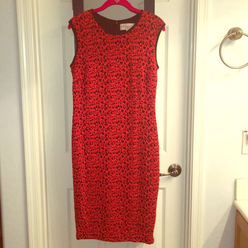 Philosophy form fitting red and black dress